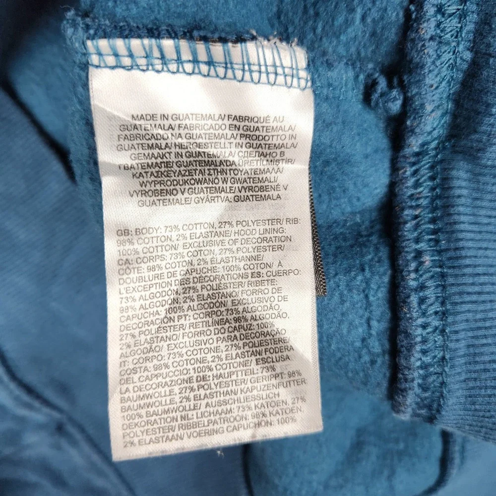 The North Face Hoodie Mens Small Blue Circular Design Graphic‎ Box Logo Pullover